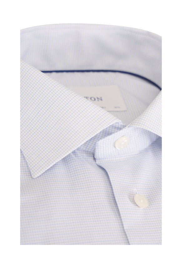 Eton Green Mini Check Cotton Dress Shirt - view 2