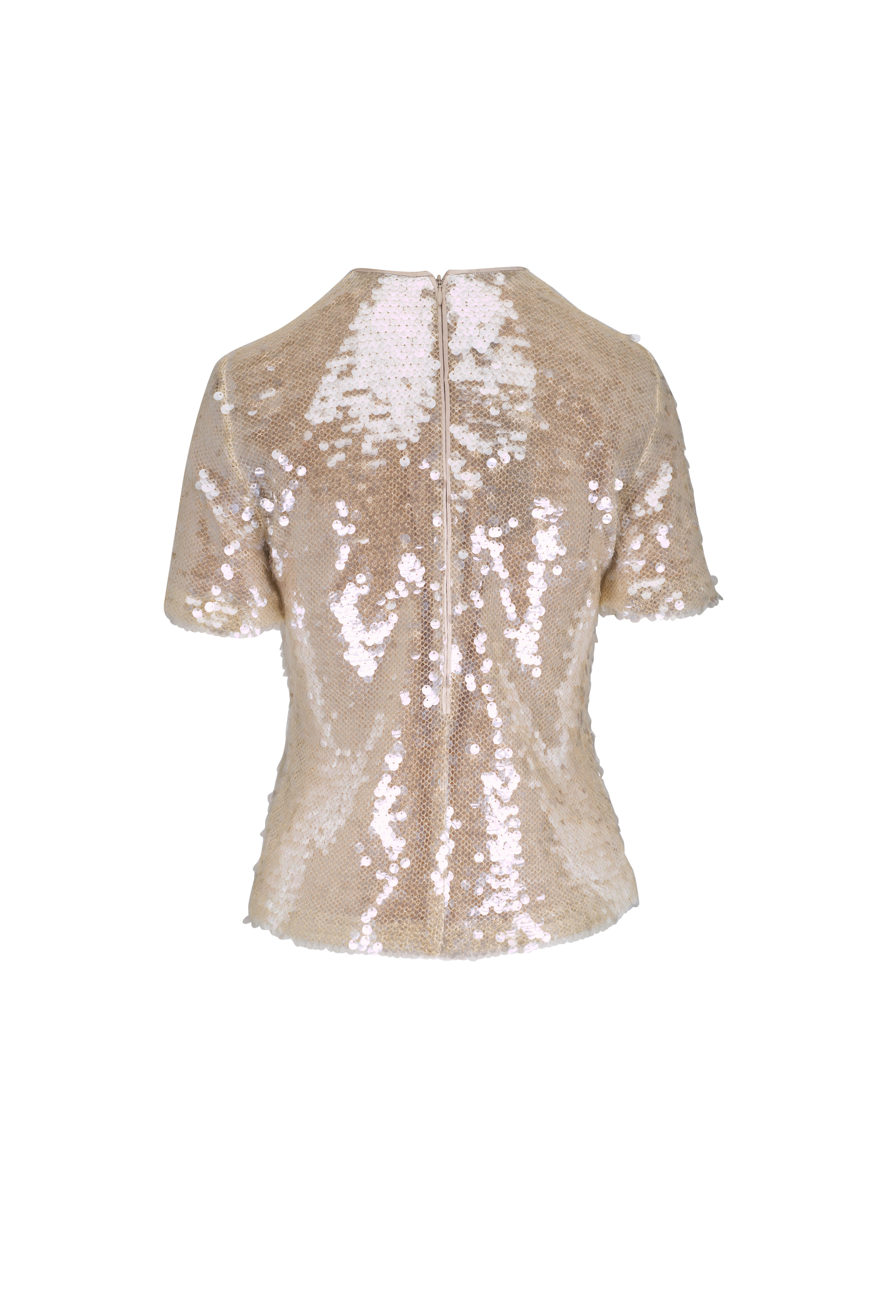 Akris - Greige Paillette Embellished Blouse