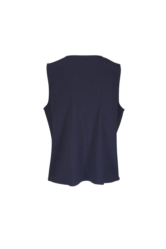 Peter Cohen Ethnic Navy Stretch Linen Viscose Tank - view 3