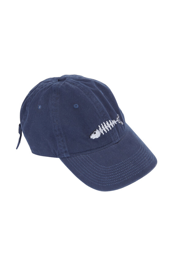 Smathers & Branson - Navy Blue Cotton Fishbone Embroidered Cap 