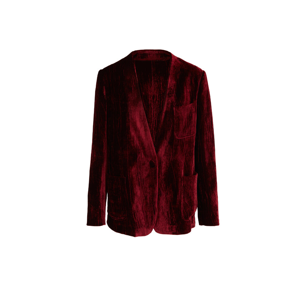 Etro - Burgundy Crushed Velvet Jacket | Mitchell Stores