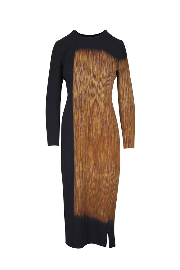 Akris Black Multi Wool Midi Sheath Dress - view 1