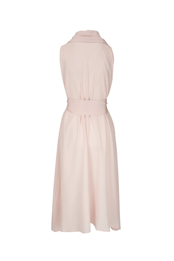 Kiton - Pale Pink Silk Tie Neck Dress 