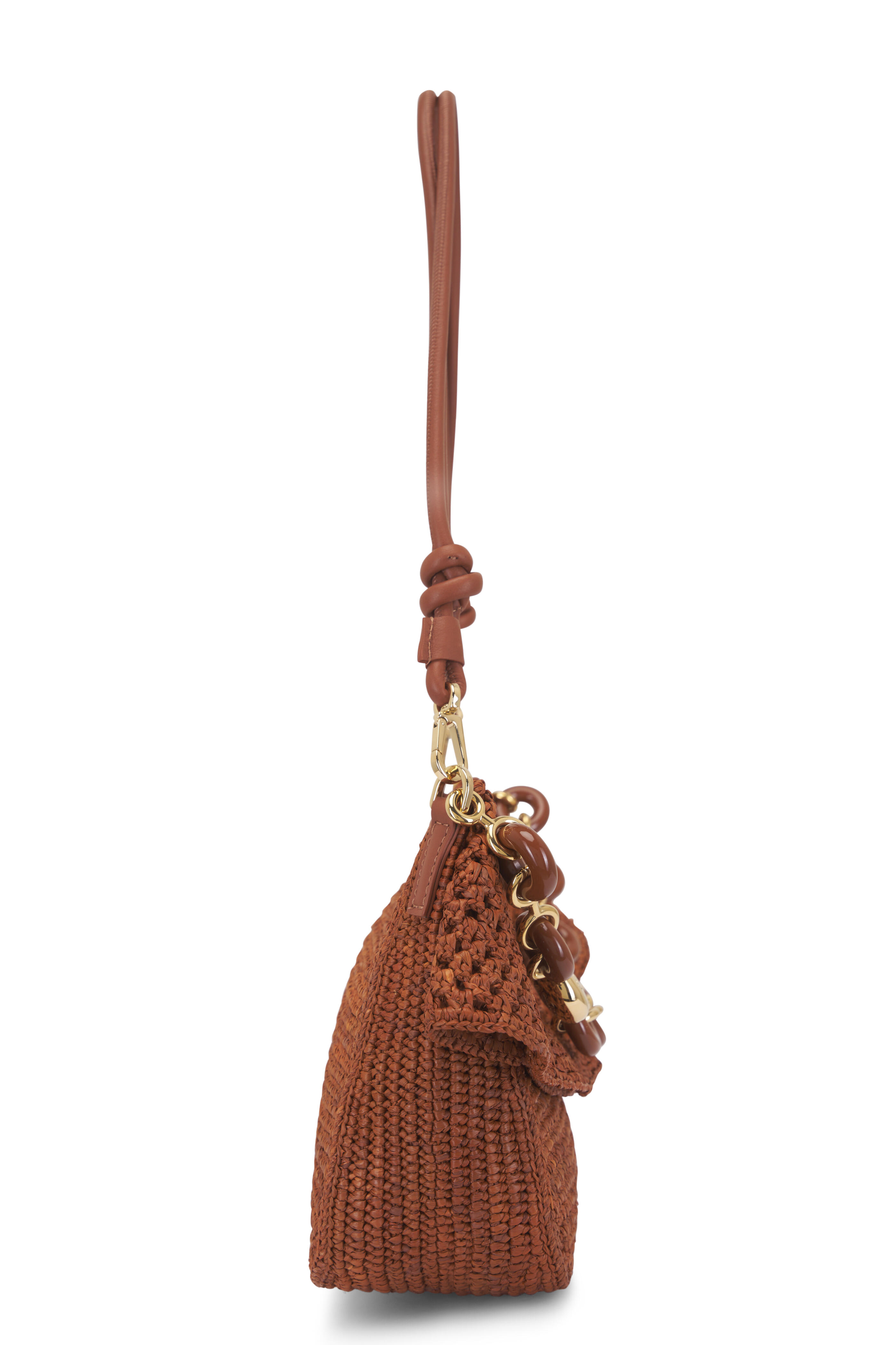 Loewe - Ola Honey Raffia Small Fold Over Chain Bag Loewe - Ola Honey Raffia Small Fold Over Chain Bag