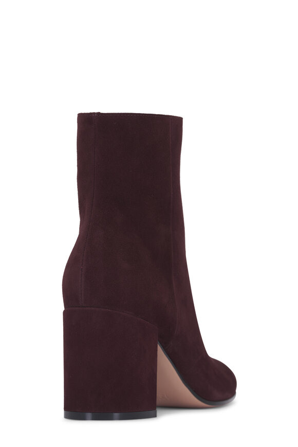 Gianvito Rossi Joelle Burgundy Suede Zip Bootie, 70mm - view 4