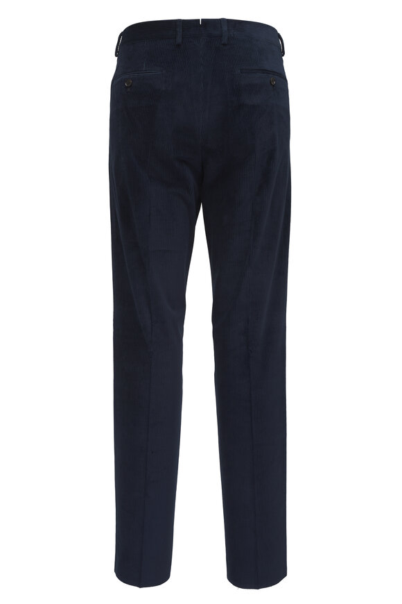 Maurizio Baldassari Navy Stretch Corduroy Flat Front Pant - view 3