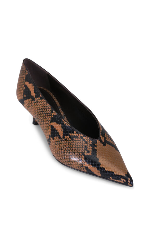 Le Monde Béryl Fango Babouche Embossed Leather Kitten Heel, 40mm - view 1