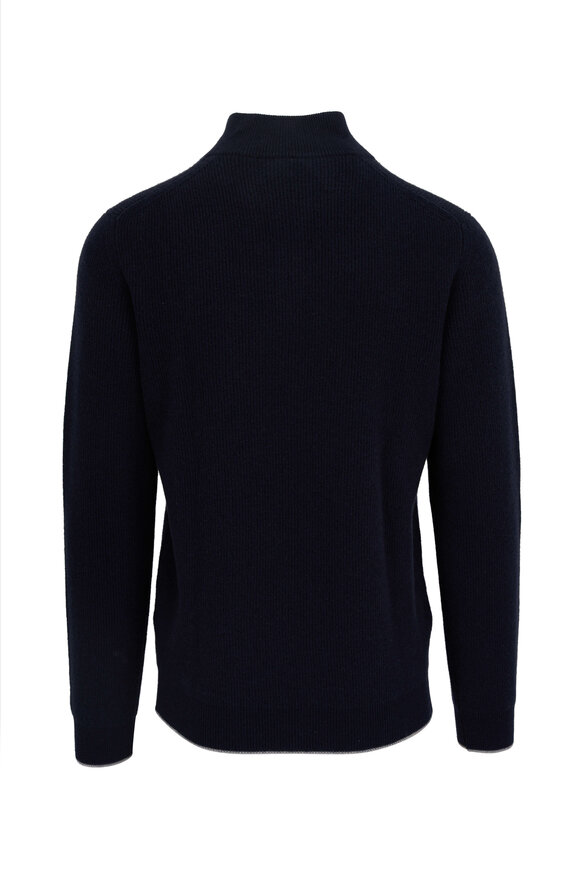 Fedeli - Navy Cashmere Quarter Zip Pullover