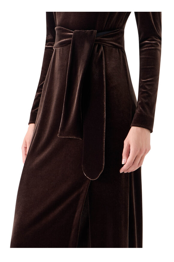 Akris Punto Espresso Techno Stretch Velvet Midi Dress - view 6