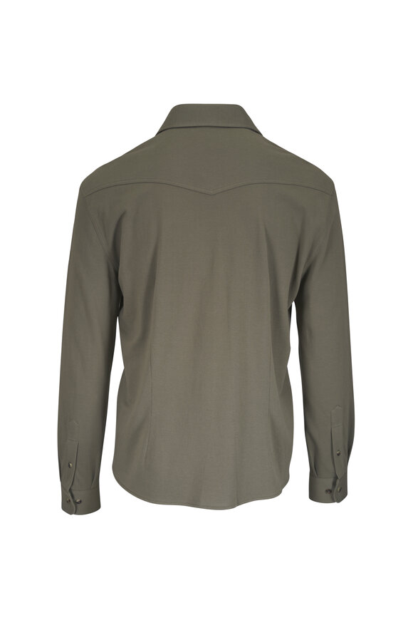 Brunello Cucinelli Military Green Western Shirt - view 3