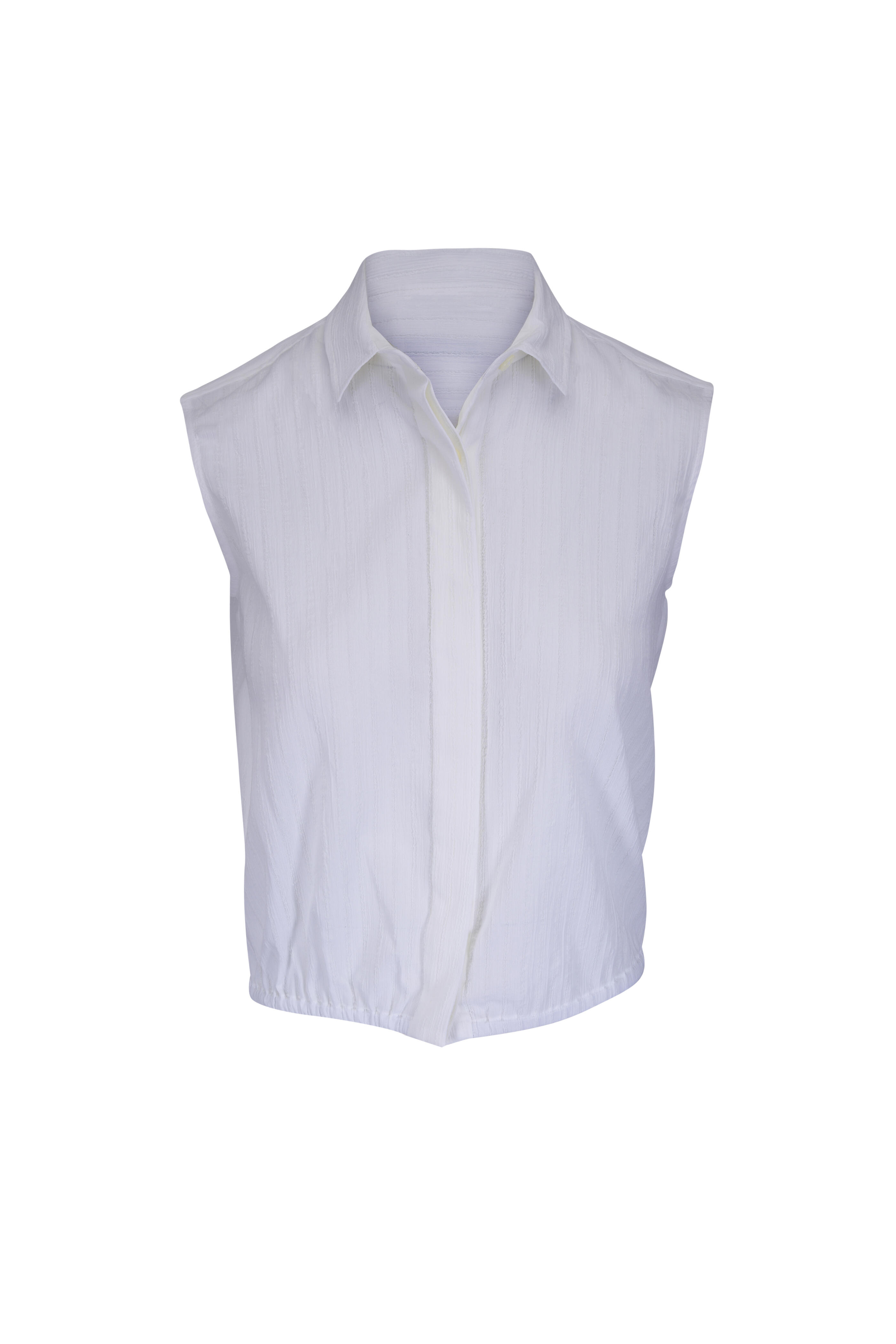 Odeeh - Milk Stripe Structured Sleeveless Cotton Blouse