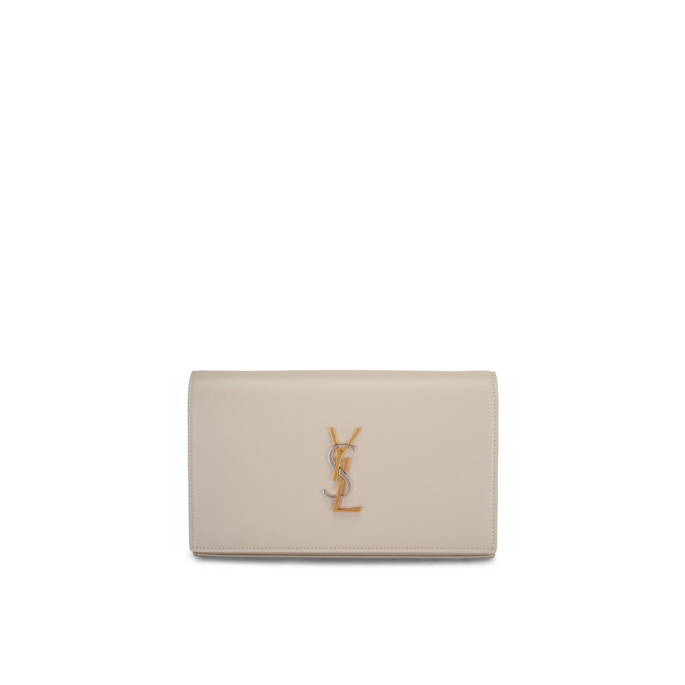 Saint Laurent 'Small Monogram' Print Leather Wristlet
