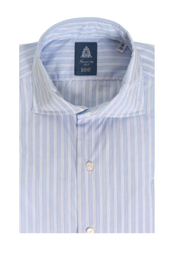 Finamore Blue Wide Stripe Dress Shirt