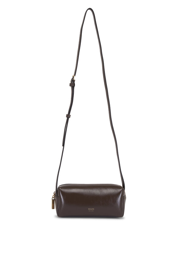 Khaite Mini Kye Chestnut Crackle Patent Leather Crossbody