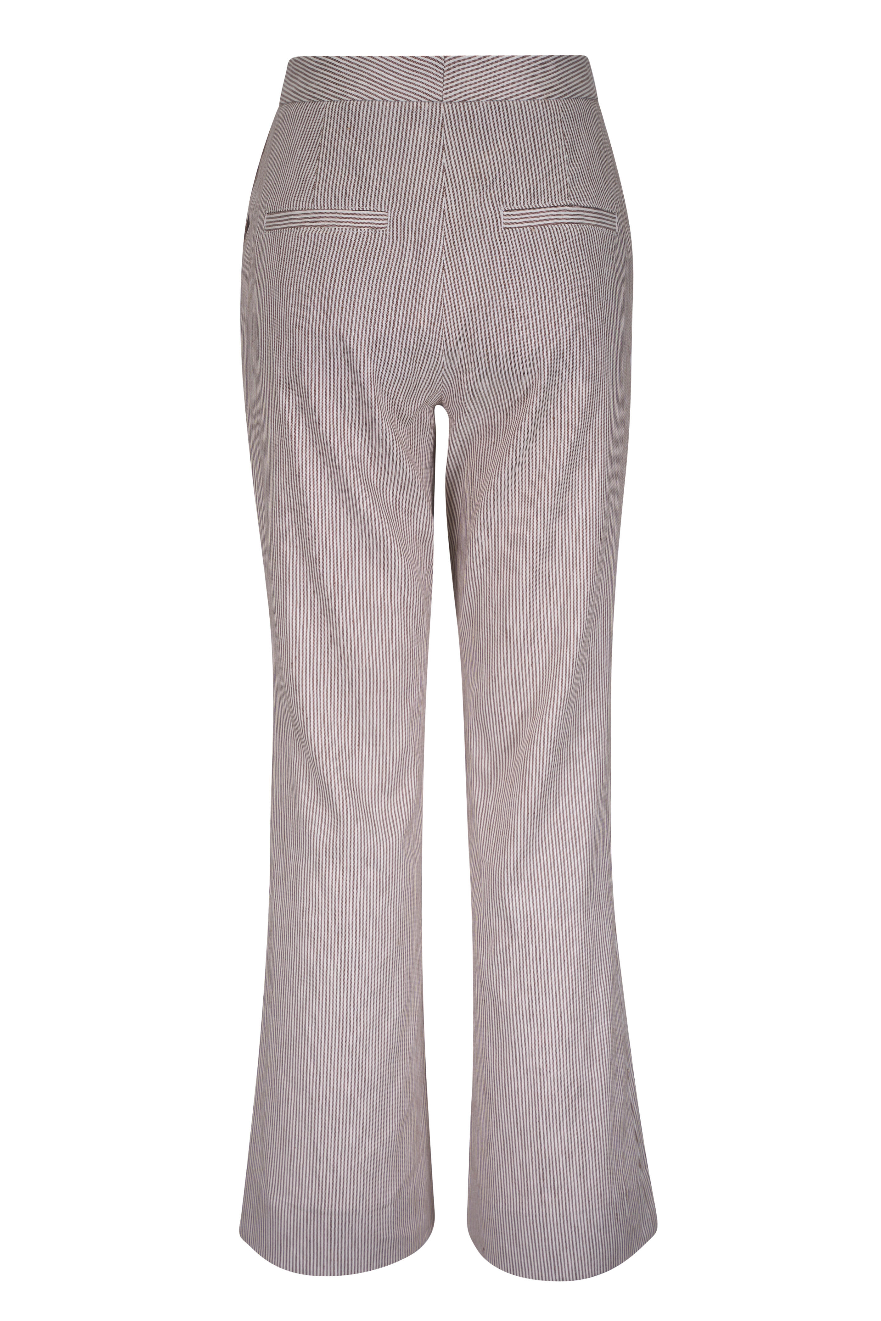 Vince - Taupe Wood Ticking Stripe Crop Flare Pant - view 5