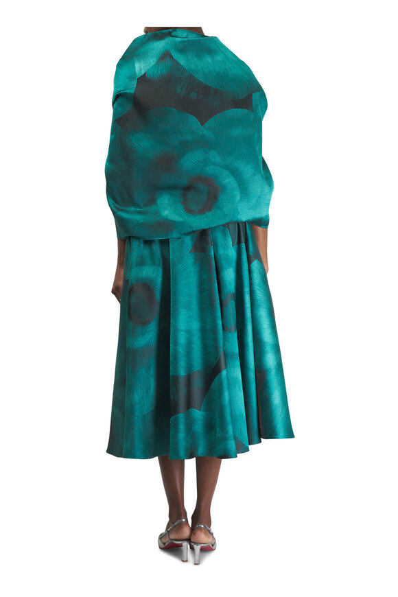 Talbot Runhof - Jade Jacquard Midi Draped Dress