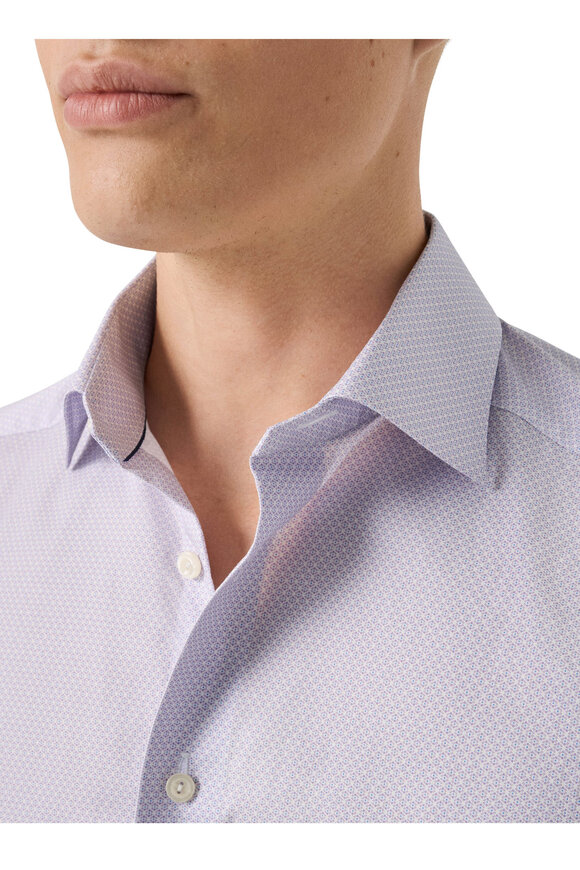 Eton Purple Print Cotton Slim Fit Dress Shirt - view 4