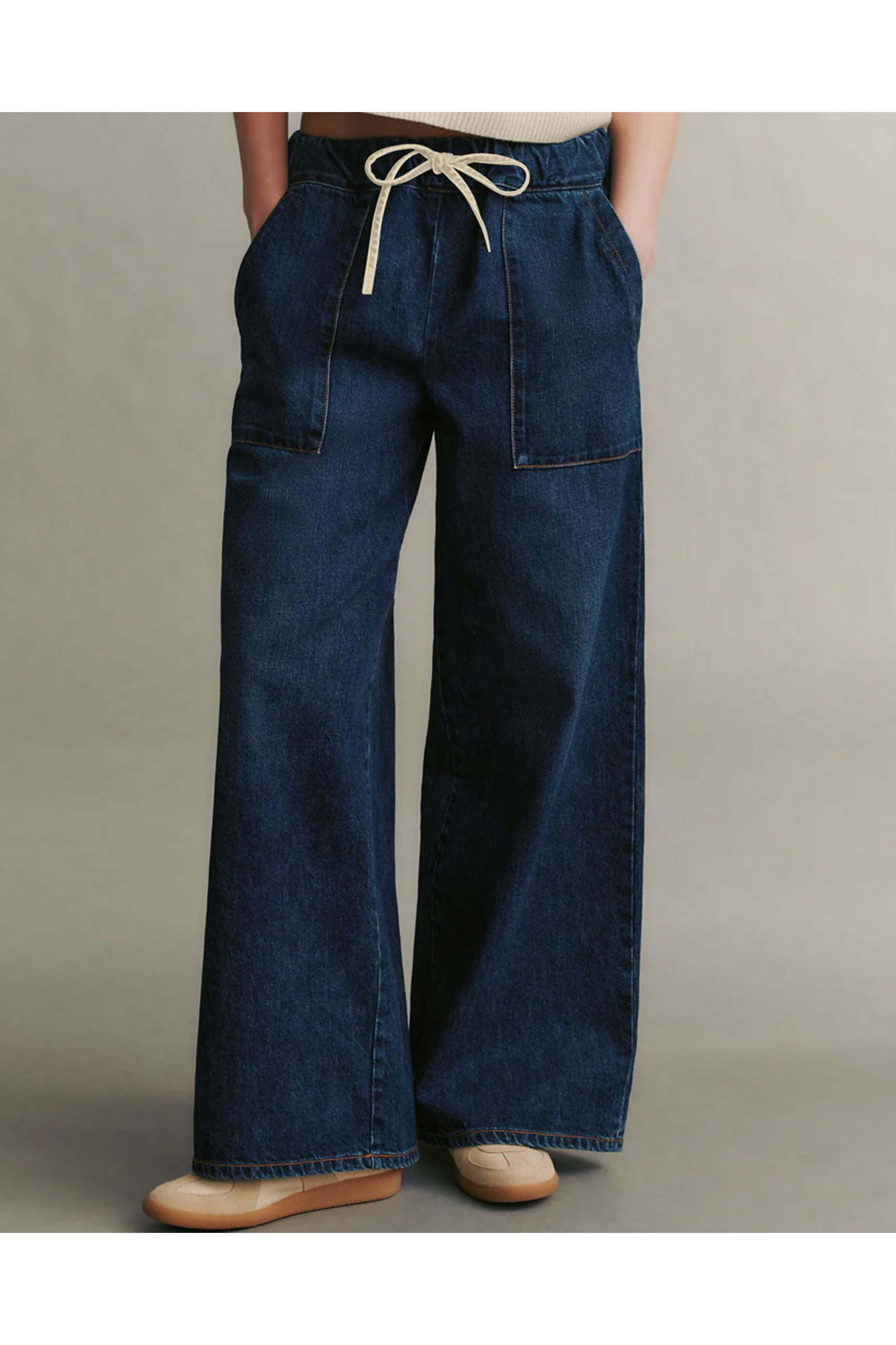 [TWN]★TERRIFIC WASHING DENIM PANTS TWP - Dark Wash Denim Drawstring Pant with Pockets