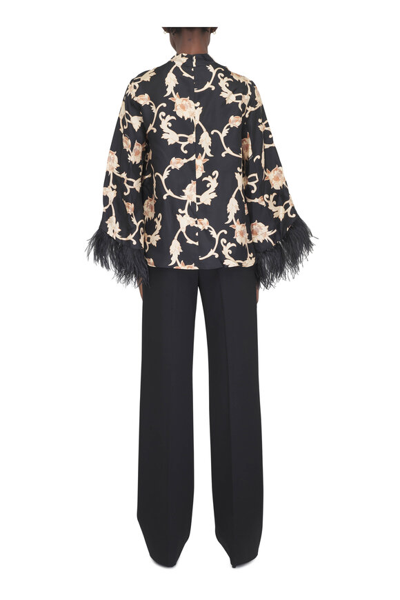La DoubleJ Make An Exit Black & Gold Print Feather Top - view 3