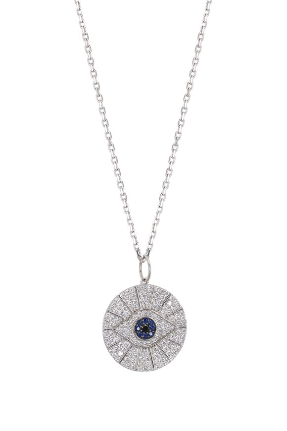 Kai Linz - White Diamond Evil Eye Disc Necklace