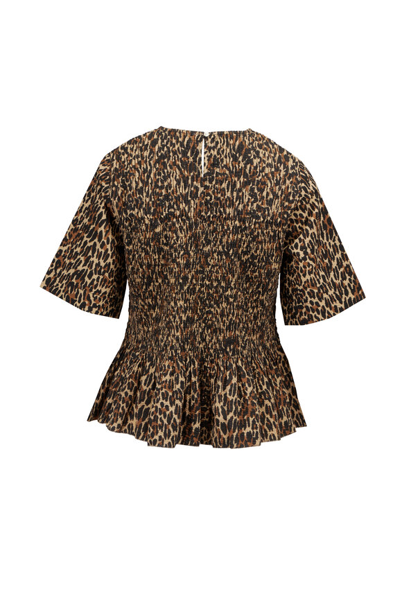 The Great The Leopard Smocked Flounce Top - view 2