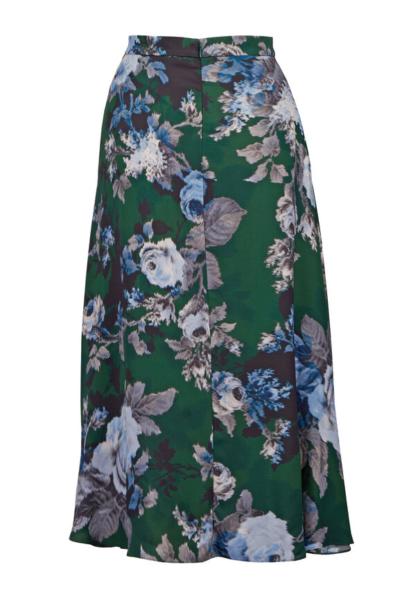 Erdem Forest Floral Crepe Draped Skirt - view 2
