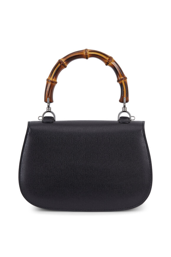 Gucci - Bamboo Classic Black Saffiano Top Handle Bag