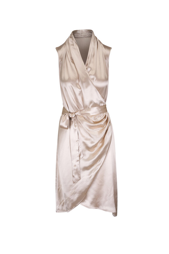 Kiton Gold Sleeveless Wrap Dress