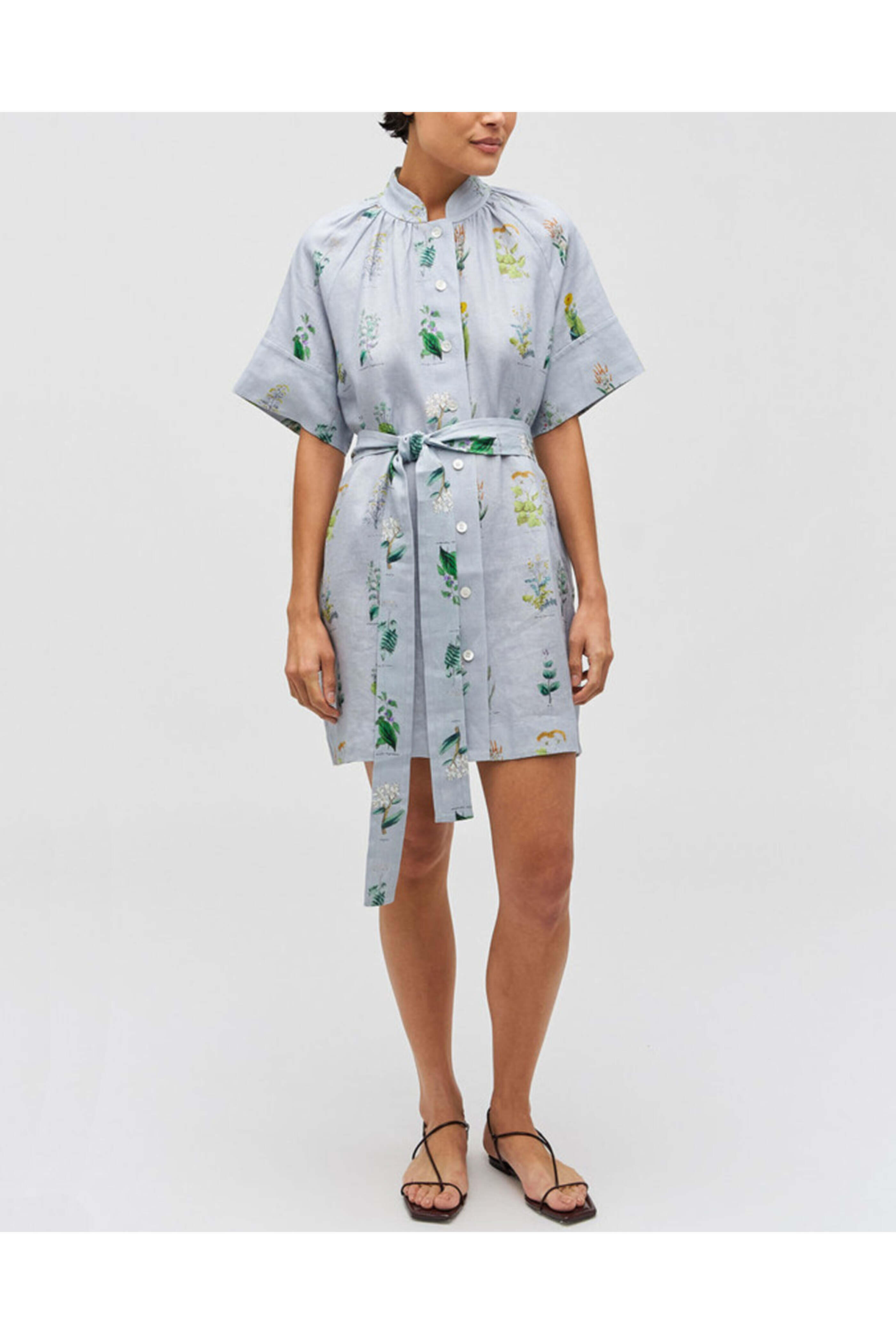 Oroton - Pale Grey Floral Greenhouse Day Dress