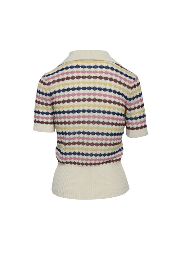 Zimmermann Awaken Scallop Stripe Knit Polo - view 3