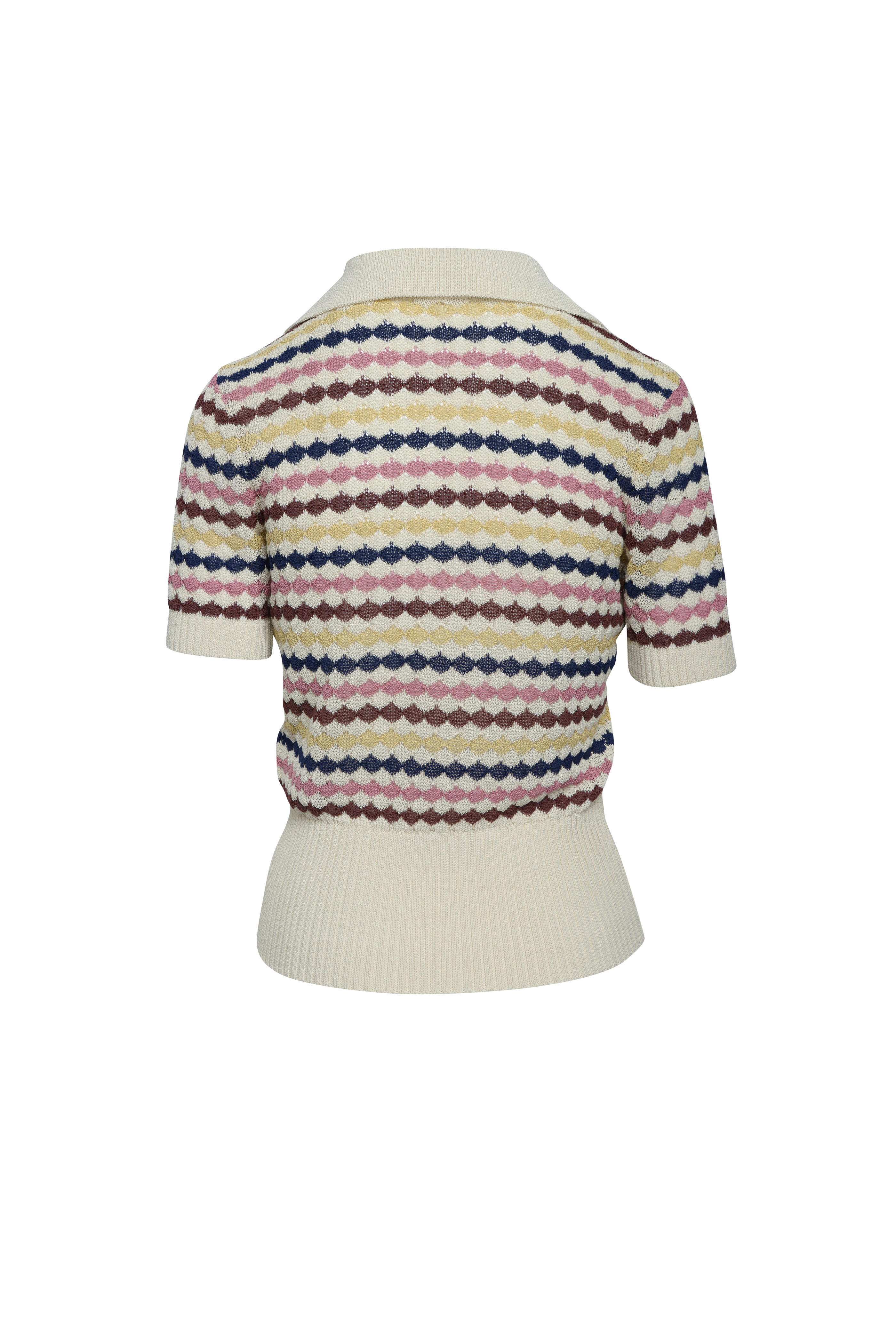 Zimmermann - Awaken Scallop Stripe Knit Polo