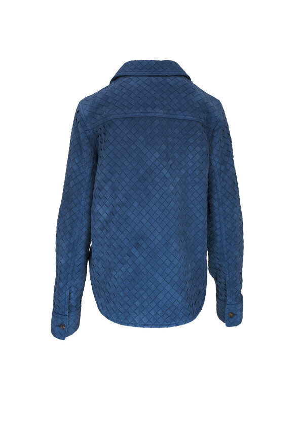 Bottega Veneta - Blue Intrecciato Suede Shirt 