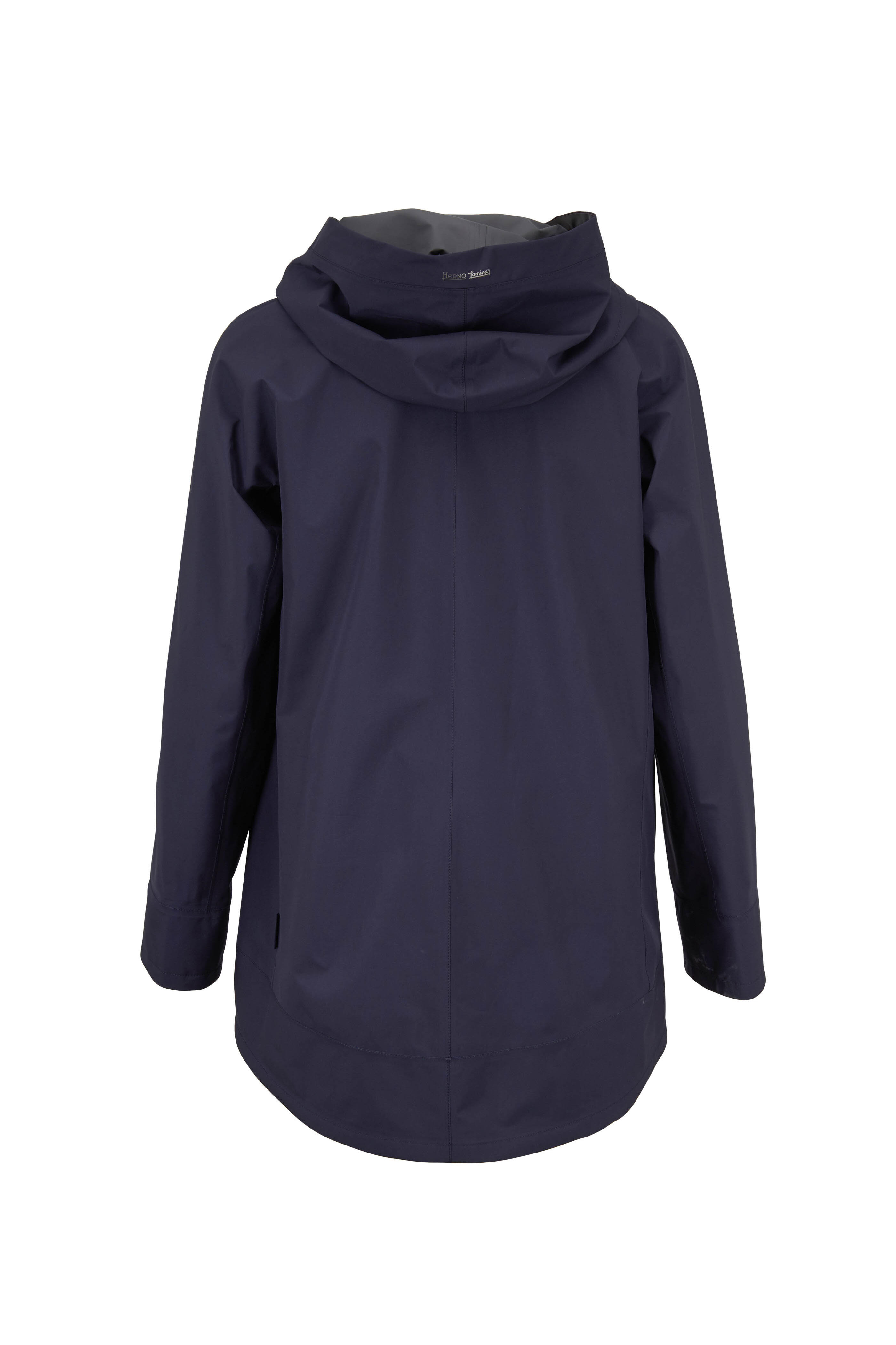 Herno - Navy Gortex High-Low Rain Coat
