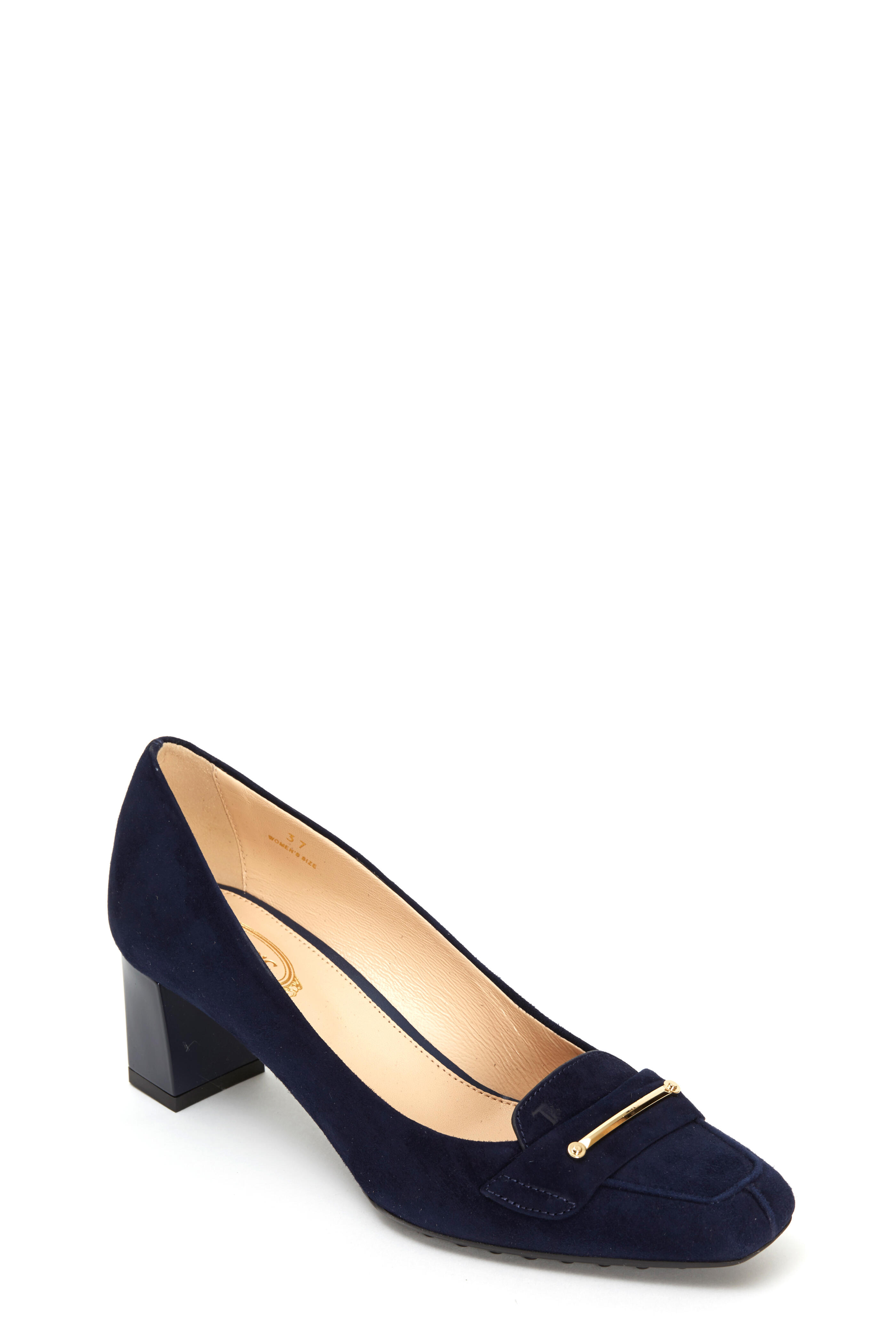 Tod's - Lingot Navy Blue Suede Pump, 55mm | Mitchell Stores