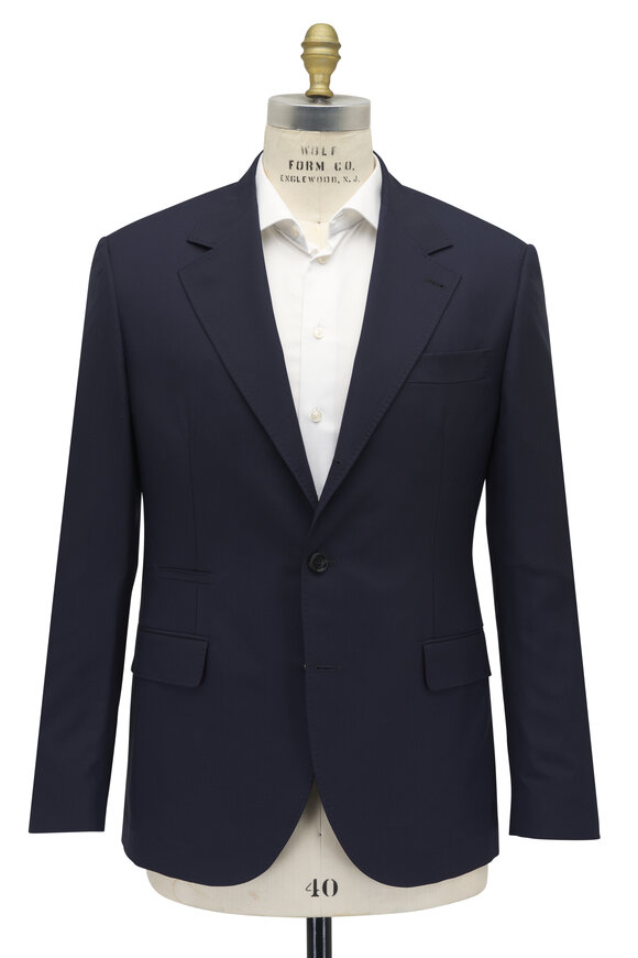 Brunello Cucinelli - Solid Navy Virgin Wool Suit