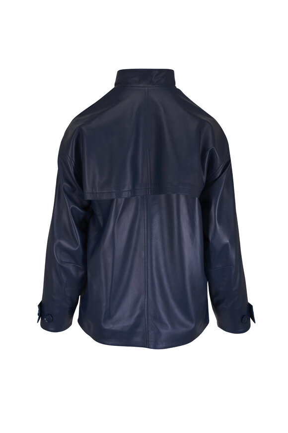 Akris Huma Denim Blue Leather Jacket - view 3