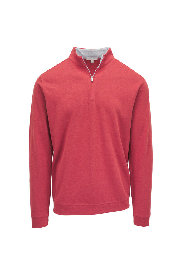Peter Millar Crown Comfort Sparrow Red Quarter Zip Pullover