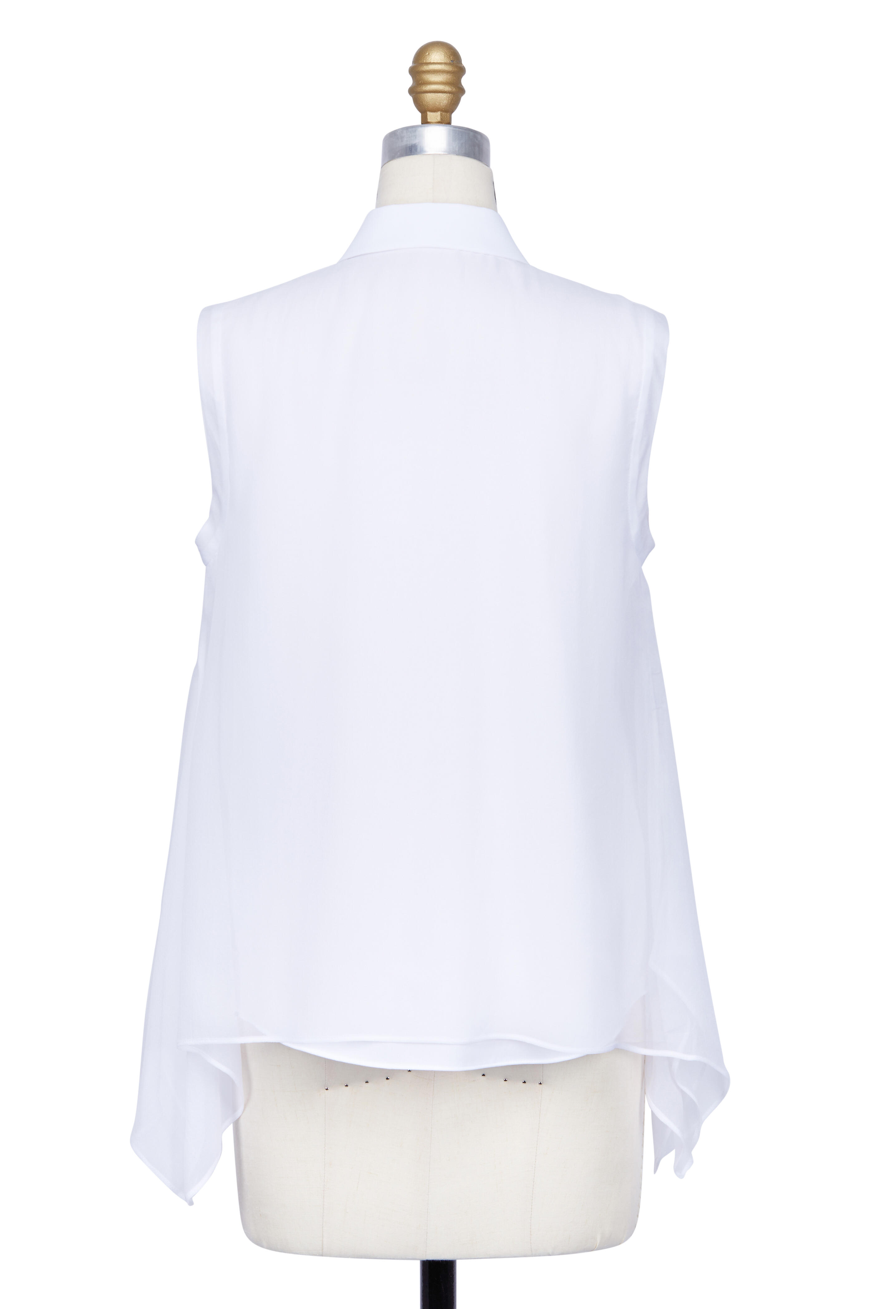 Brunello Cucinelli - White Silk Chiffon Double Layer Sleeveless Blouse