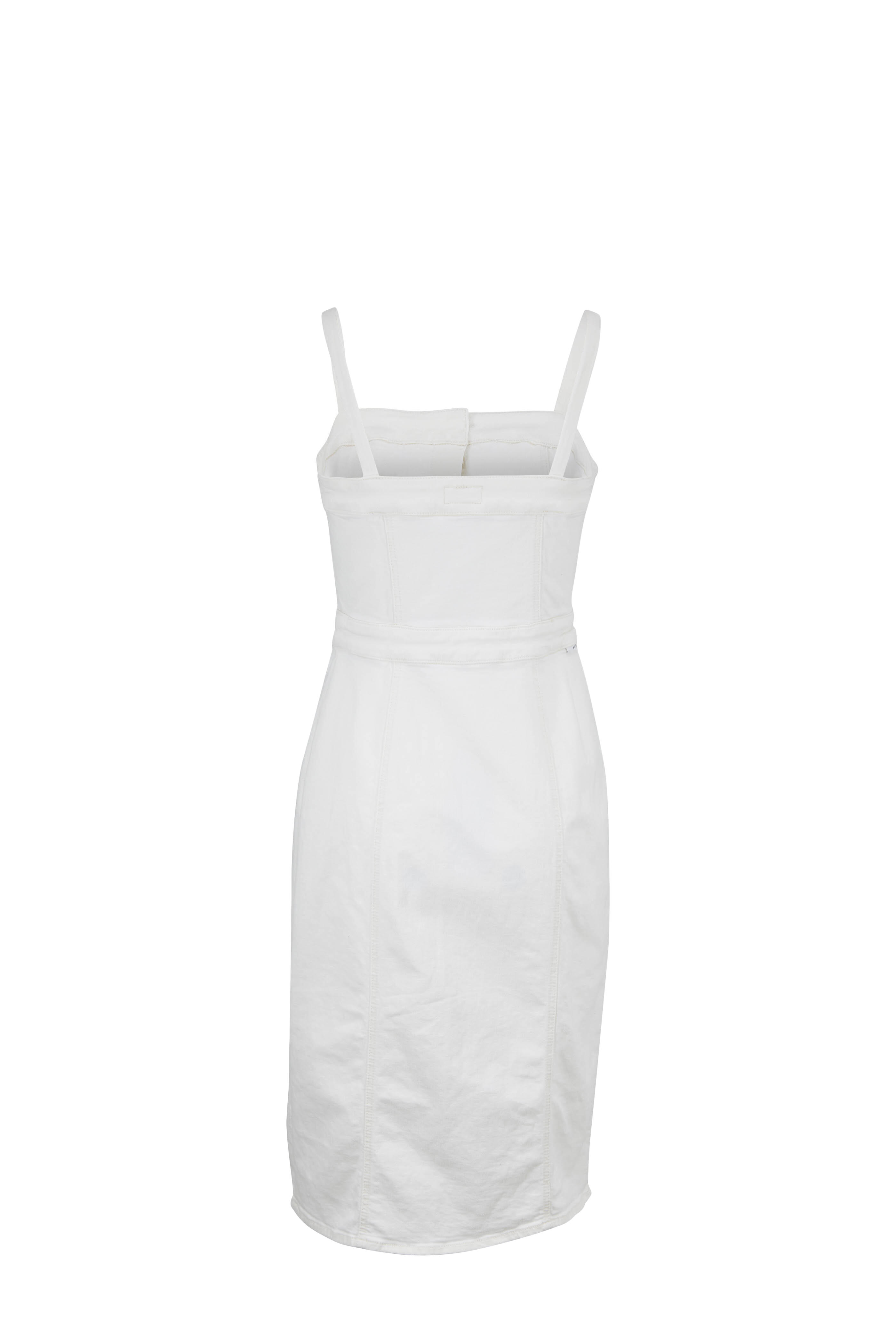 Mother - To The Point White Button Front Denim Dress