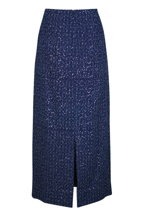 Michael Kors Collection Denim Black Sequin Embellished Midi Skirt - view 3