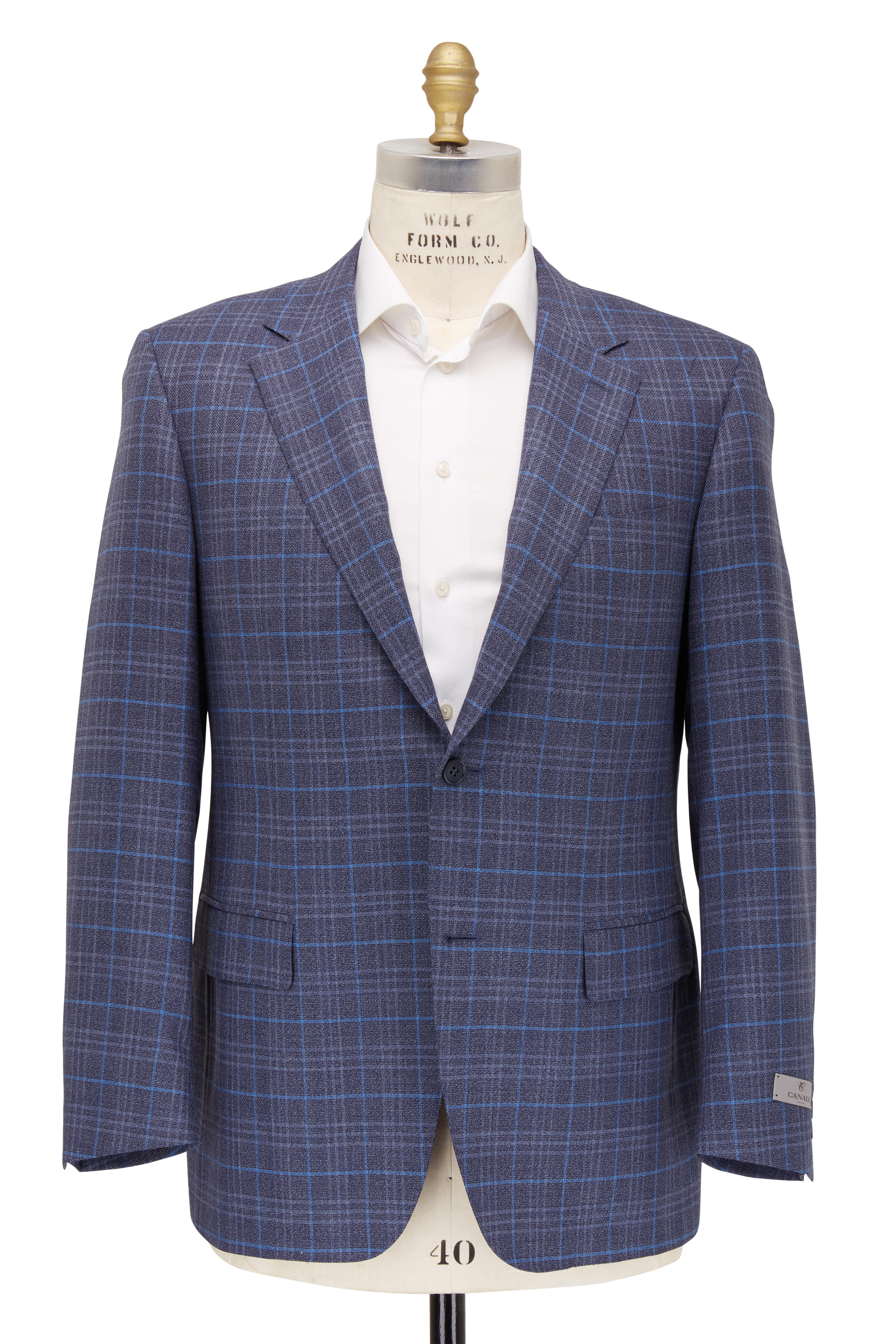 Canali - Blue Windowpane Wool Sportcoat