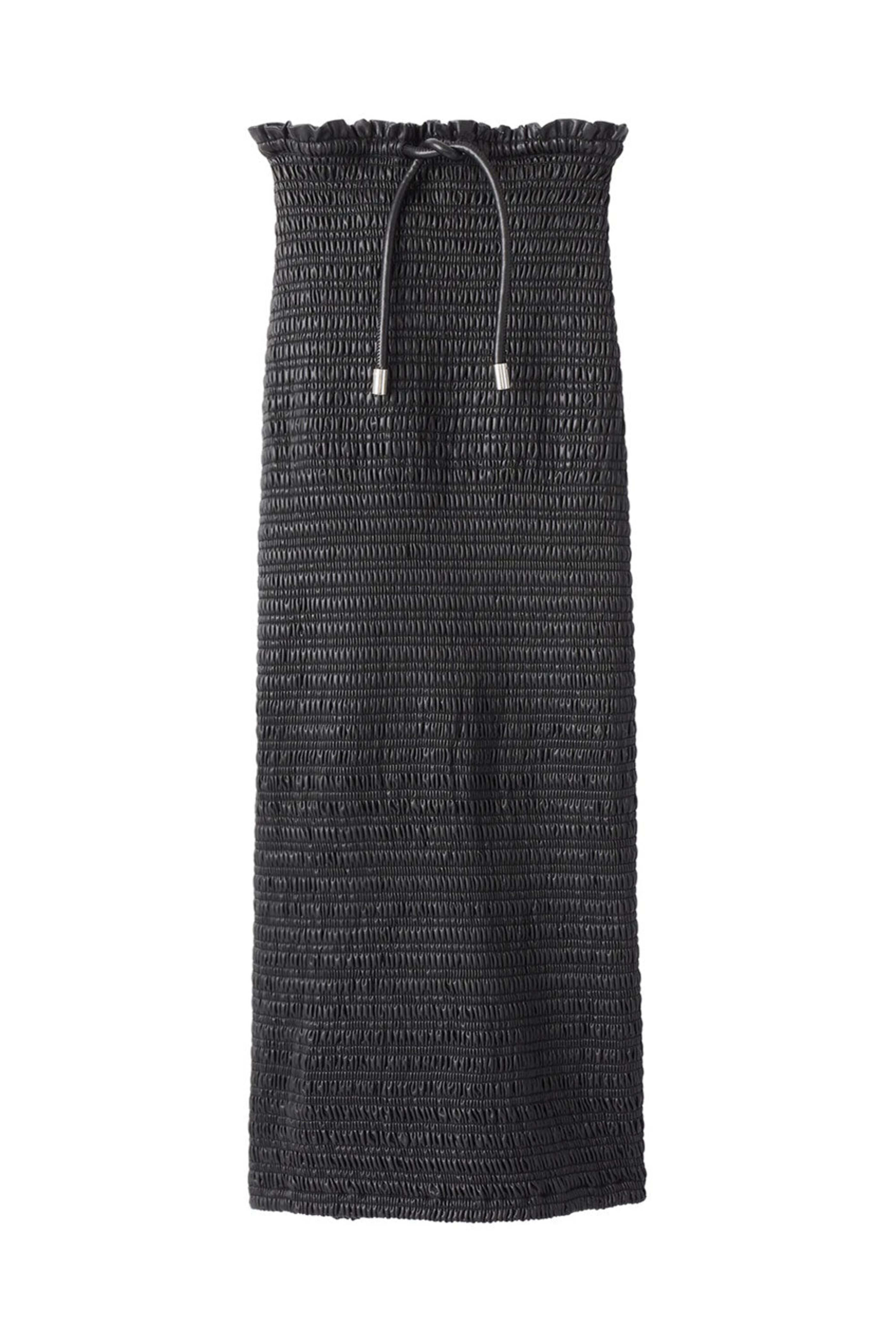 A.L.C. - Black Smocked Vegan Leather Jaclyn Pencil Skirt