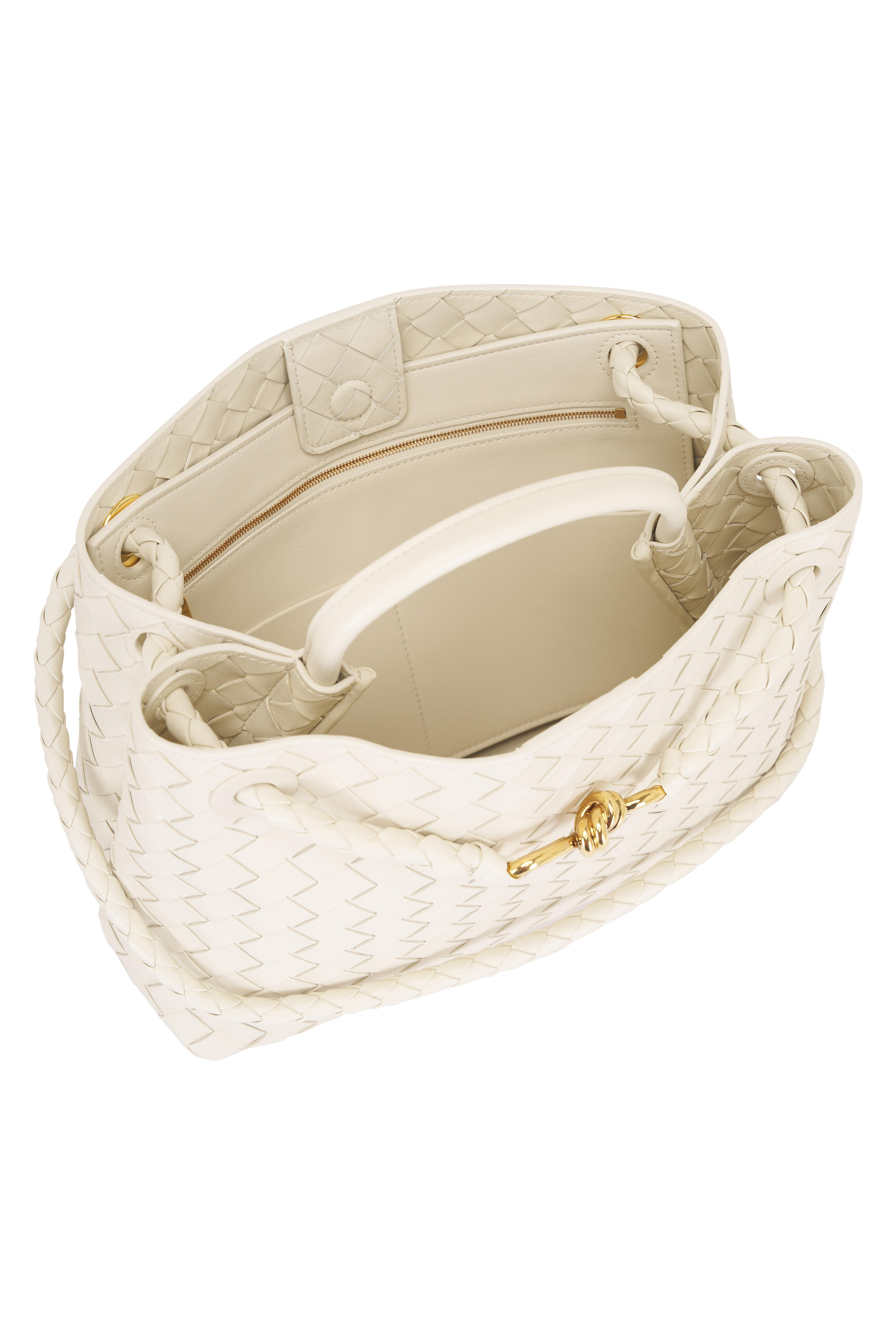 Bottega Veneta - Medium Andiamo Sea Salt Intrecciato Leather Bag