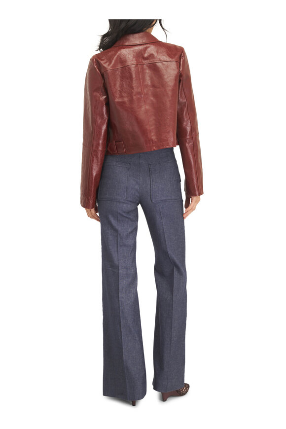 Dorothee Schumacher Broken Shine Burgundy Cropped Leather Jacket - view 3