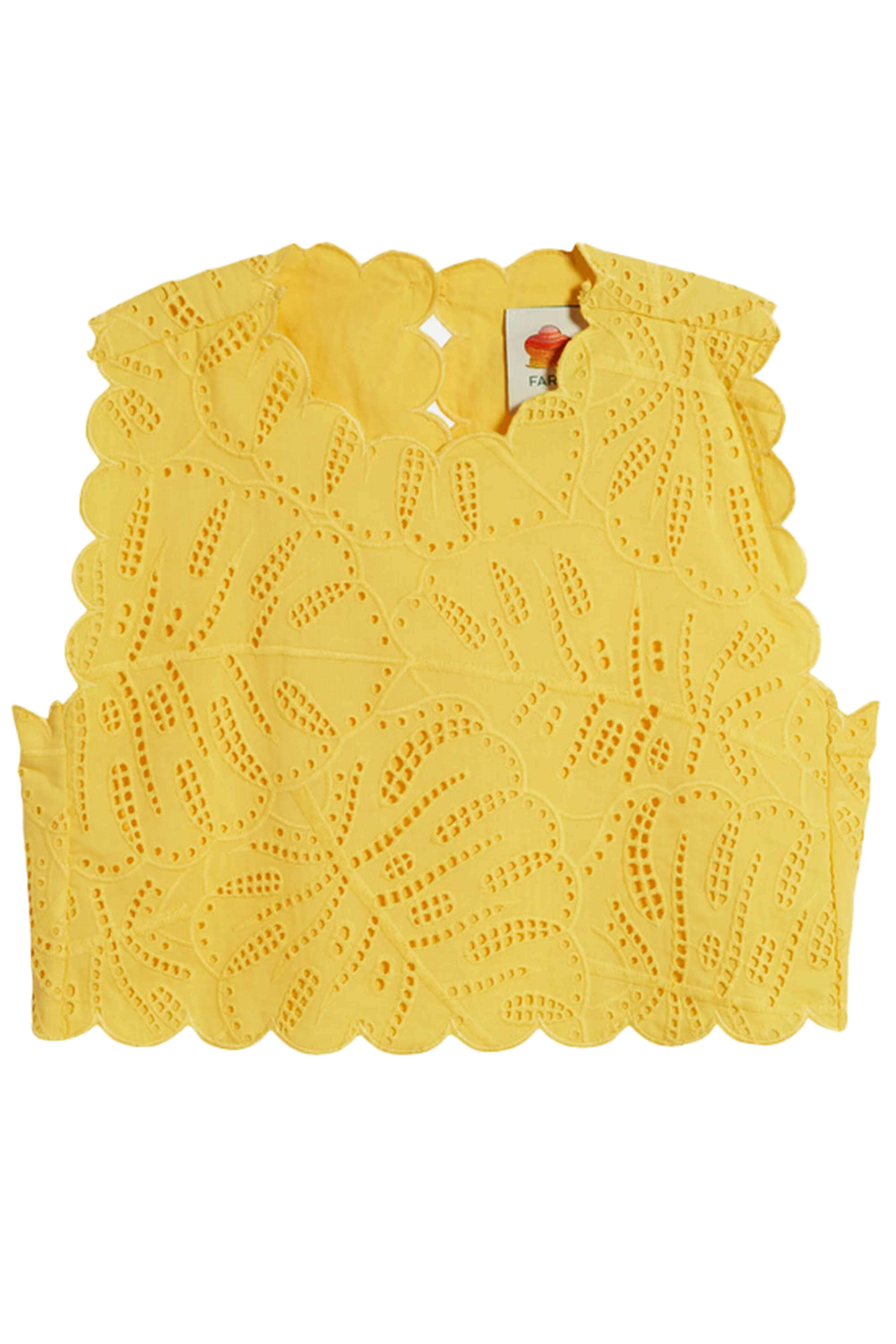 Farm Rio - Yellow Monstera Eyelet Crop Top