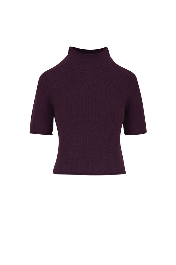 Lisa Yang Fride Mahogany Cashmere Short Sleeve Sweater