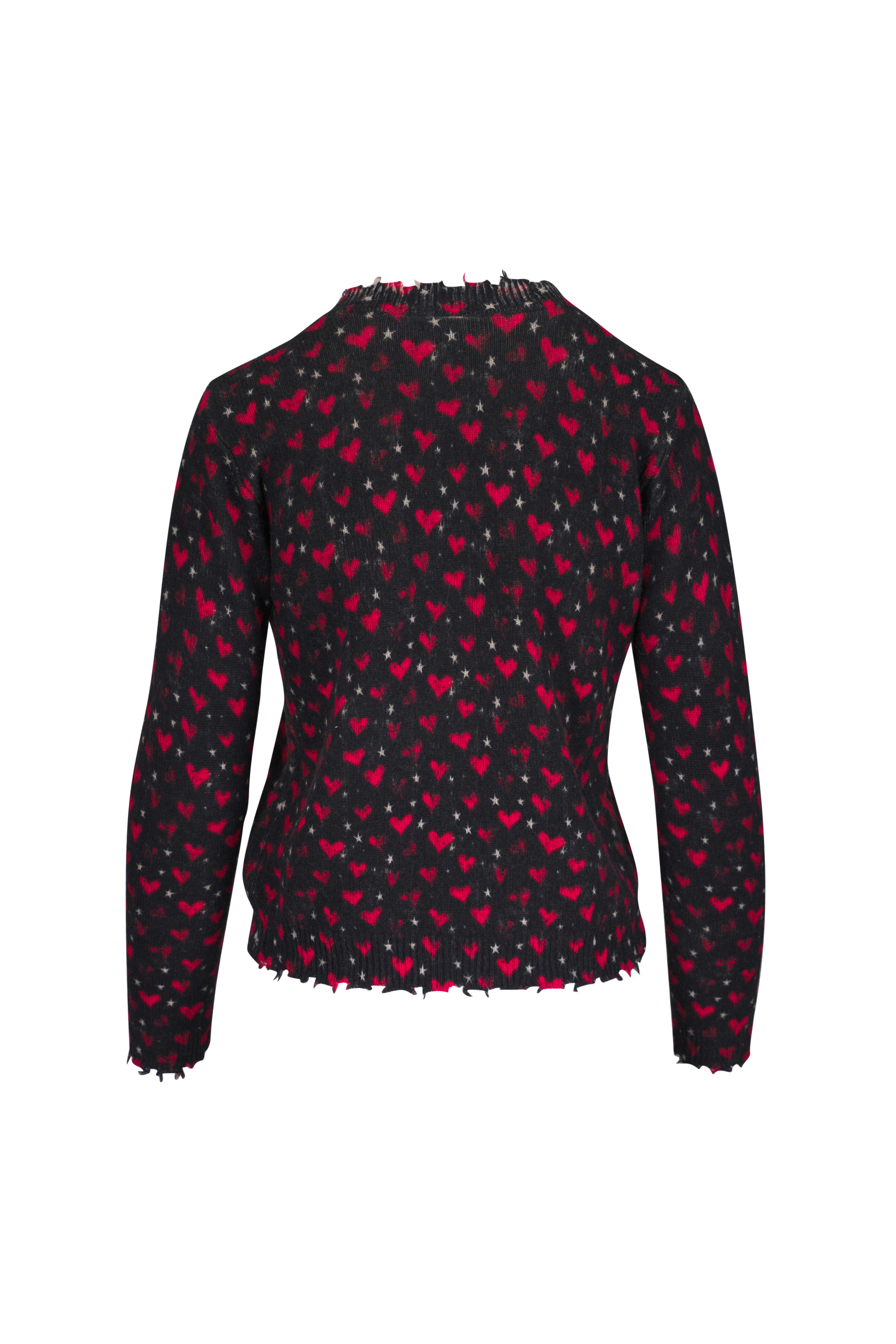 R13 - Black & Red Printed Relaxed Crewneck Sweater