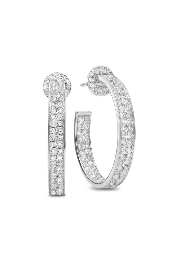 Nam Cho Modern Inside & Outside Pave Diamond Hoops
