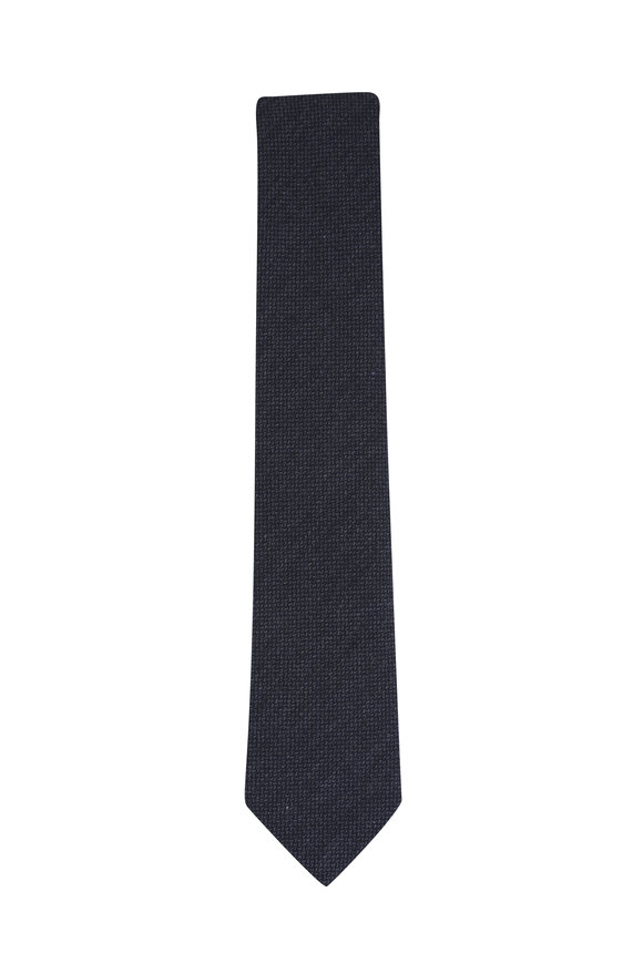 Zegna Black Wool & Silk Jacquard Necktie - view 1
