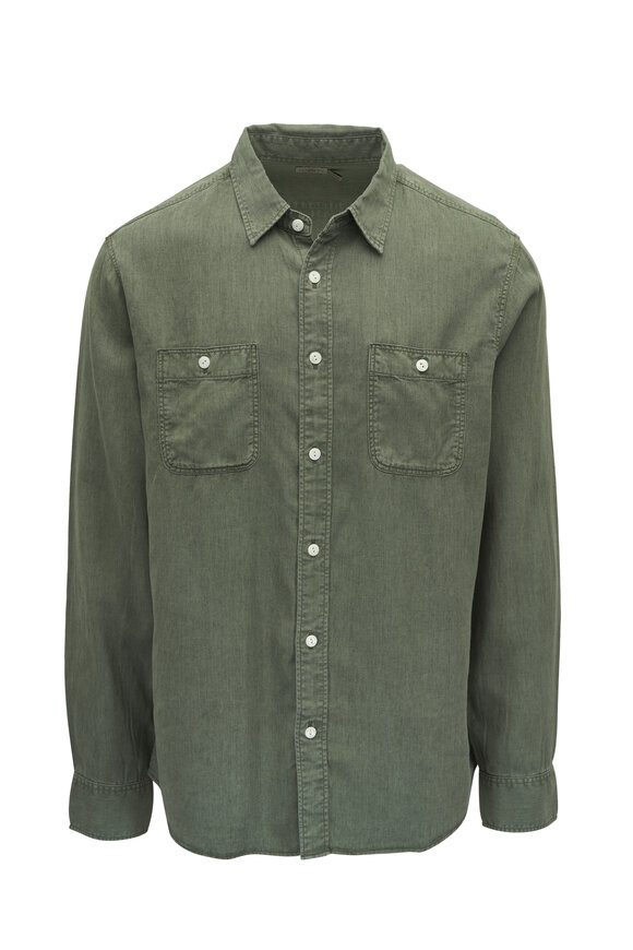 Faherty Brand Tried & True Desert Olive Chambray Workshirt